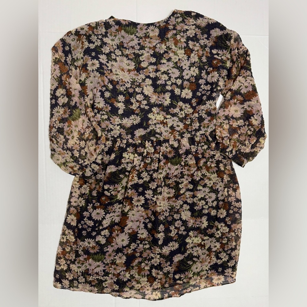 Madewell Floral Long Sleeve Dress - Black and Tan - Picture 6 of 6
